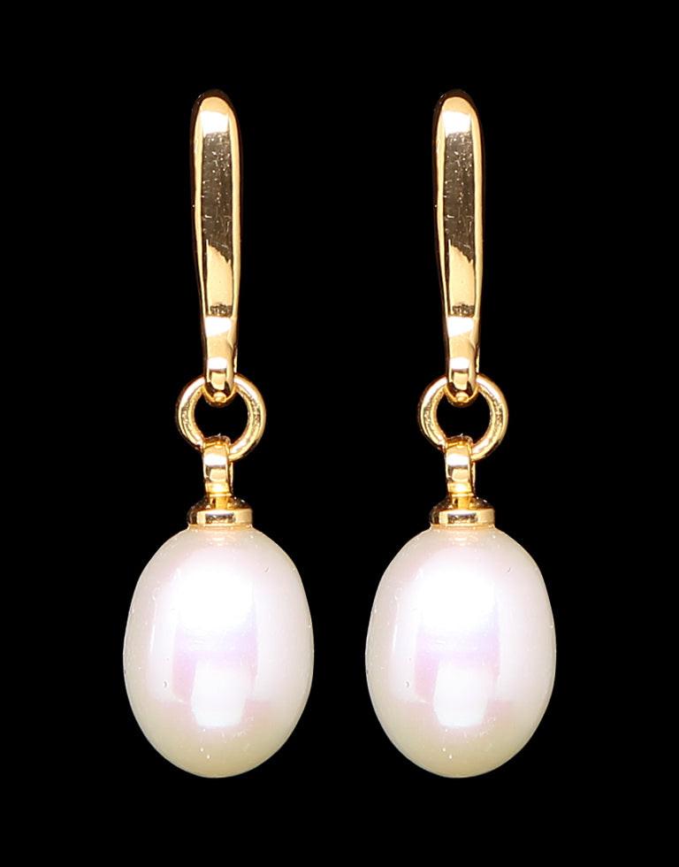 White Freshwater Pearl Drop Hook Earring