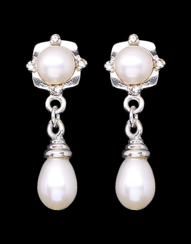 Freshwater Pearl with Cubic Zircon Fancy Hanging Earrings