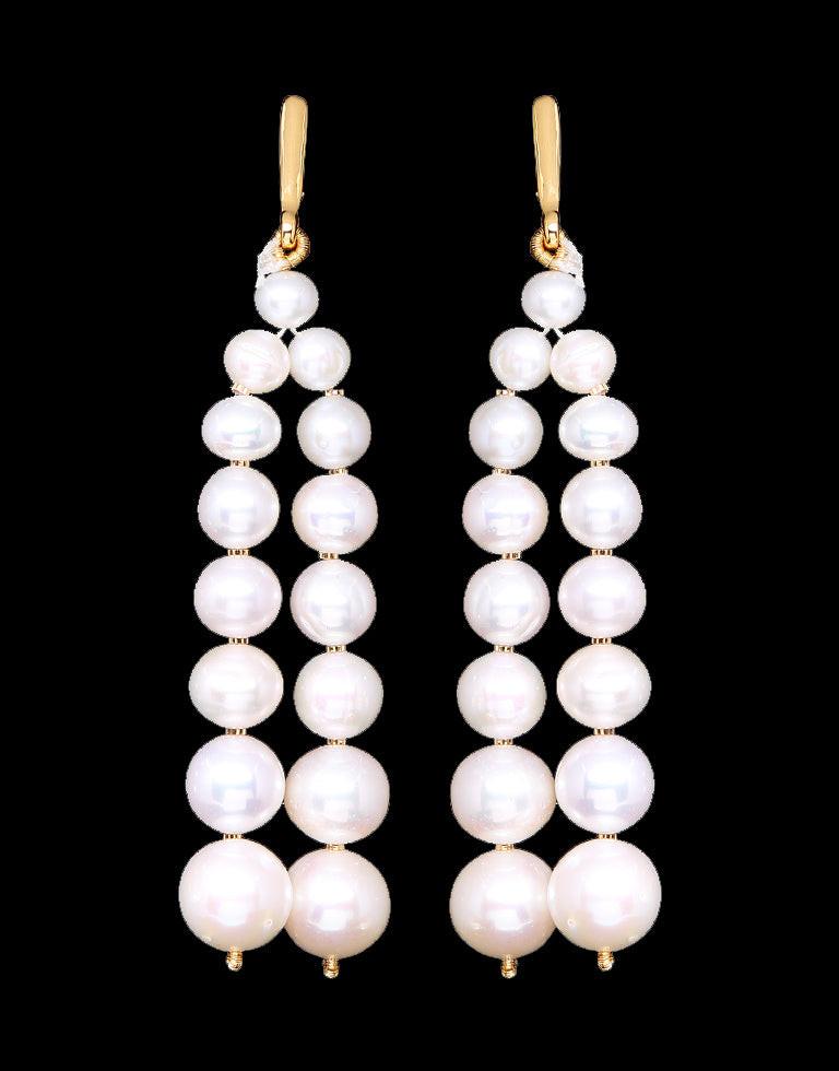 Freshwater Pearl With Gold Cutring Earrings