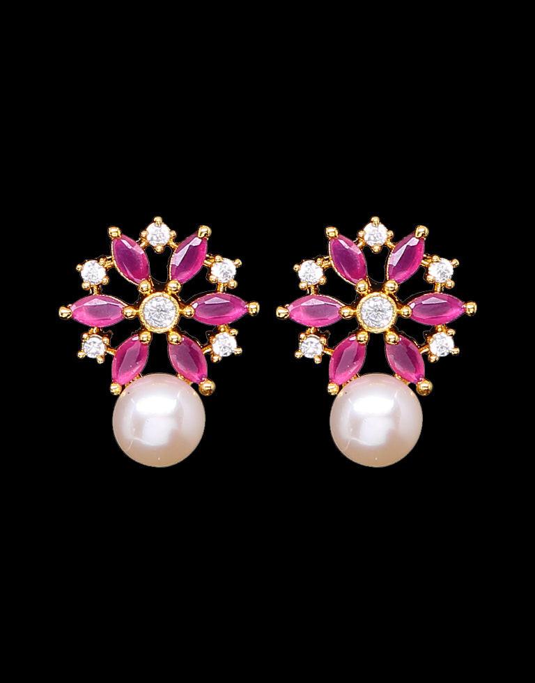 Freshwater Pearl & Zirconia Gem Studs