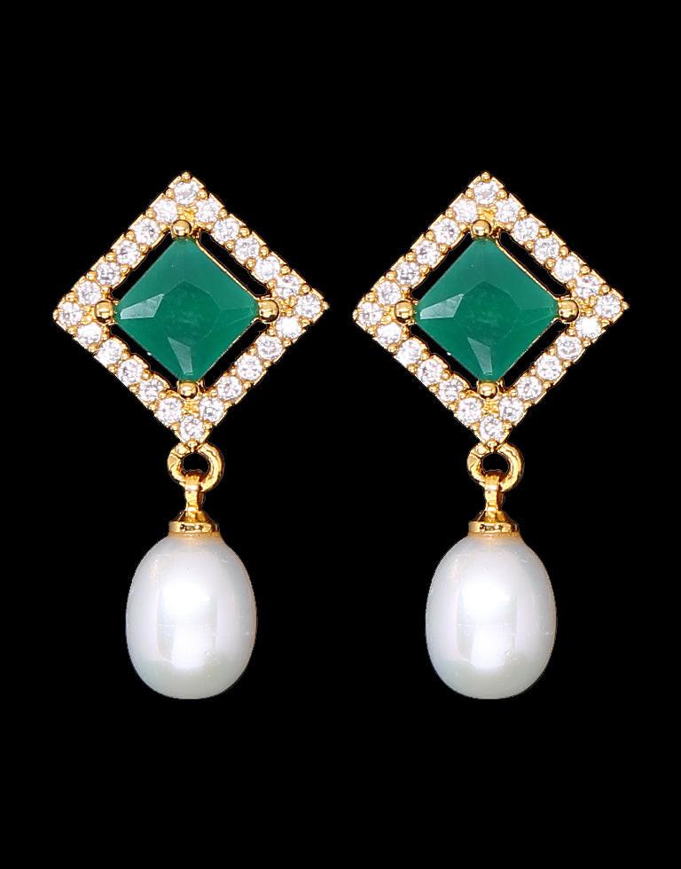 Freshwater Pearl With Cubic Zircon & Semi Precious Stone Fancy Stud Earrings