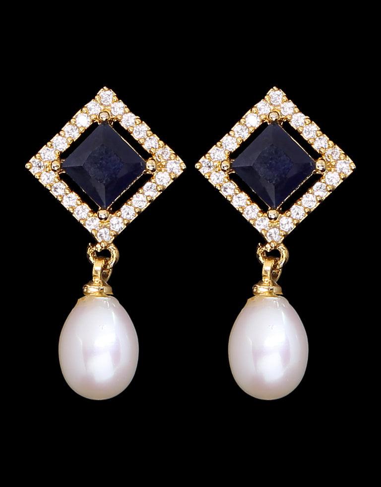 Freshwater Pearl With Cubic Zircon & Semi Precious Stone Fancy Stud Earrings