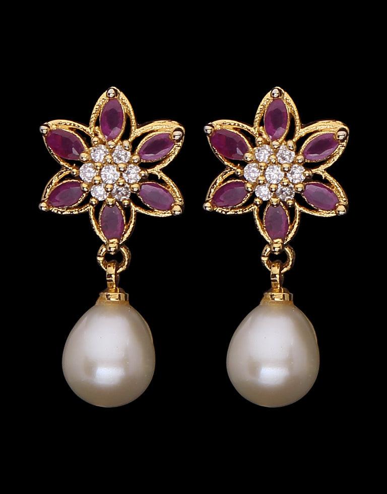 Freshwater Pearl Earrings with Cubic Zircon & Semi-Precious Stones