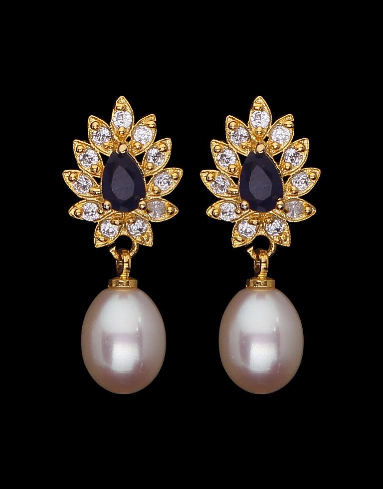 Freshwater Pearl with Cubic Zircon & Semi Precious Stone Fancy Stud Earrings
