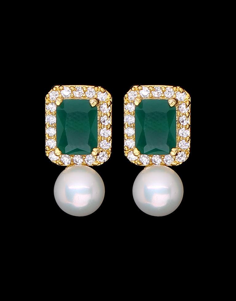 Freshwater Pearl With Cubic Zircon & Semi Precious Stone Fancy Stud Earrings