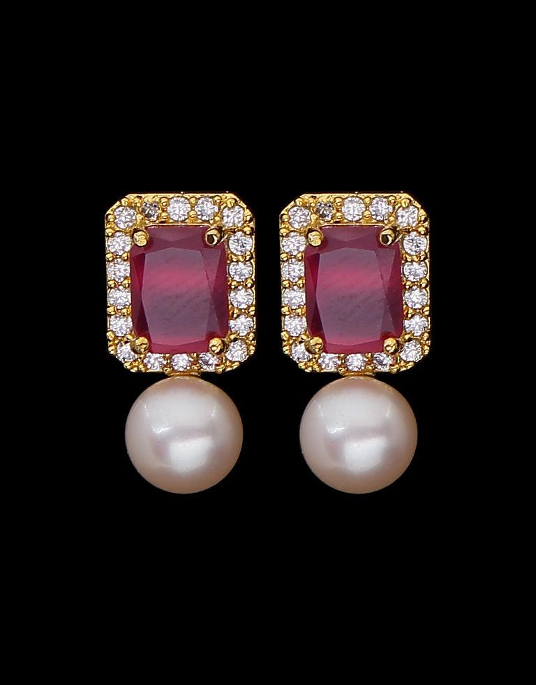 Freshwater Pearl With Cubic Zircon & Semi Precious Stone Fancy Stud Earrings
