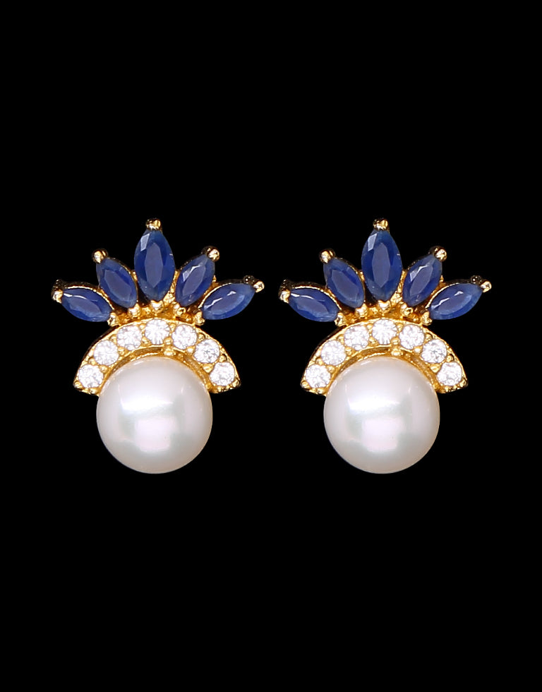 Freshwater Pearl with Cubic Zircon & Semi Precious Stone Fancy Stud Earrings