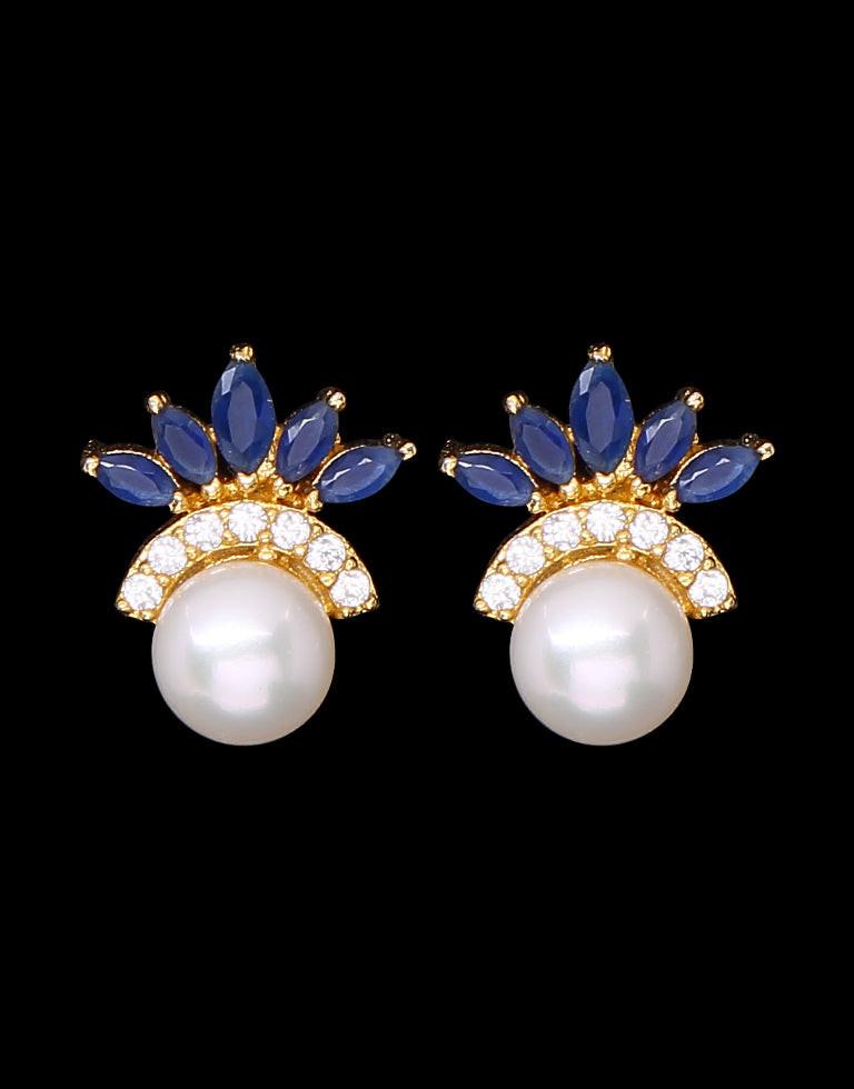 Freshwater Pearl with Cubic Zircon & Semi Precious Stone Fancy Stud Earrings