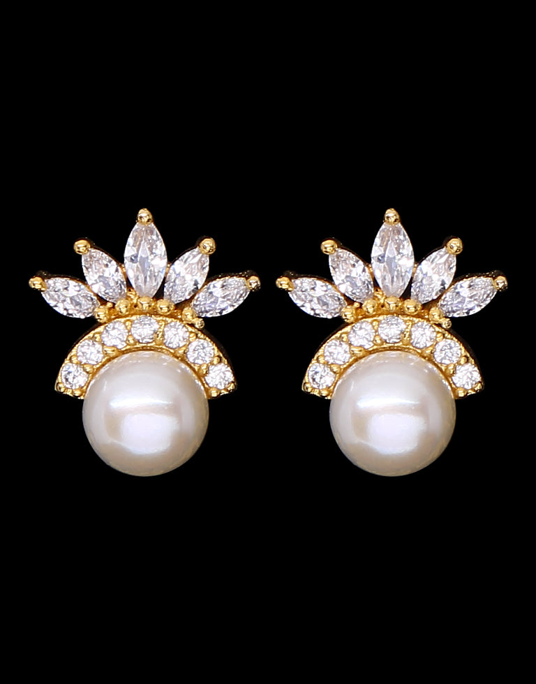Freshwater Pearl with Cubic Zircon & Semi Precious Stone Fancy Stud Earrings