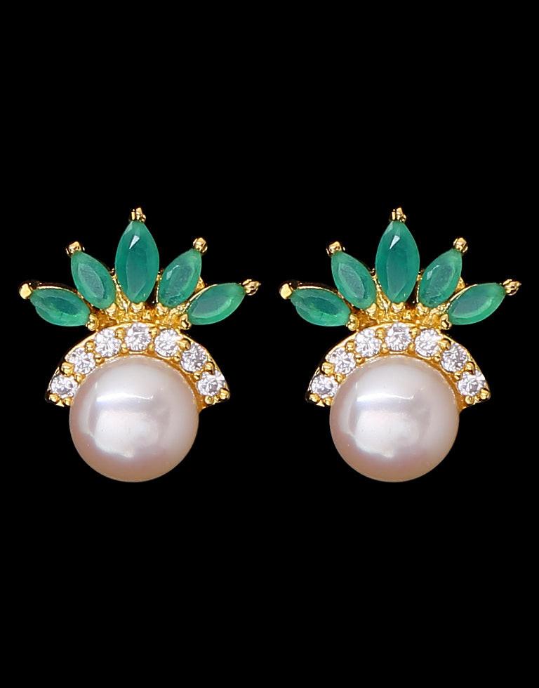 Freshwater Pearl with Cubic Zircon & Semi Precious Stone Fancy Stud Earrings