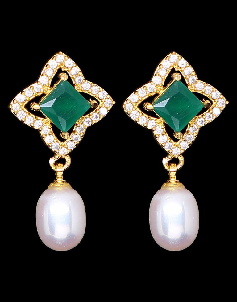 Freshwater Pearl With Cubic Zircon & Semi Precious Stone Fancy Stud Earrings