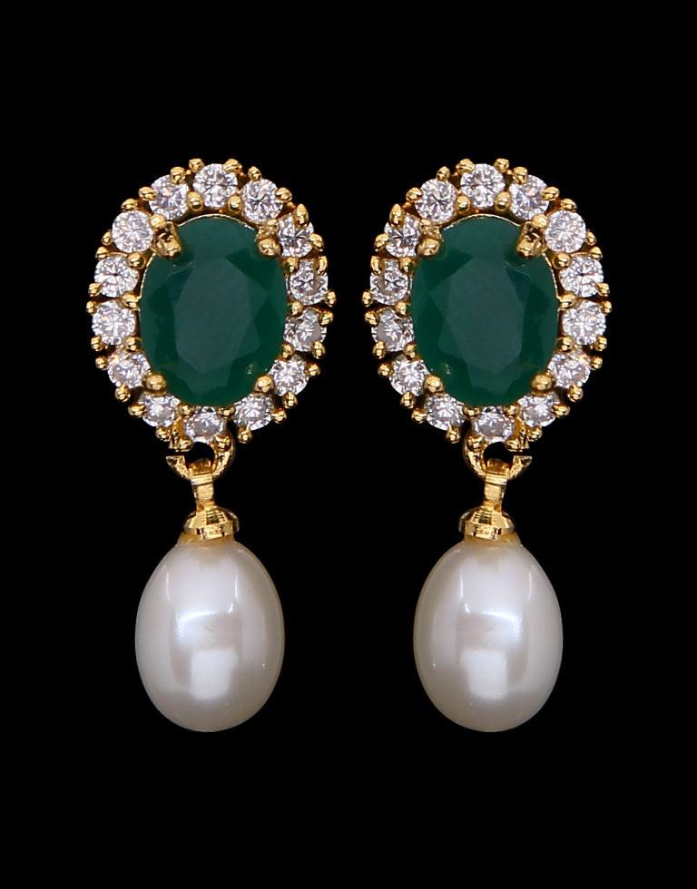 Freshwater Pearl With Cubic Zircon & Semi Precious Stone Fancy Stud Earrings
