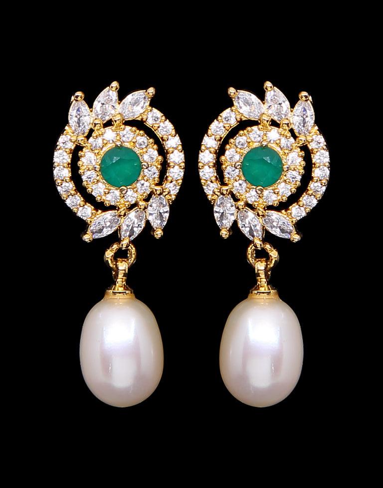 Freshwater Pearl With Cubic Zircon & Semi Precious Stone Fancy Stud Earrings