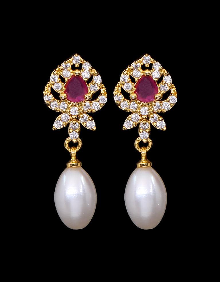Freshwater Pearl with Cubic Zircon & Semi Precious Stone Fancy Stud Earrings