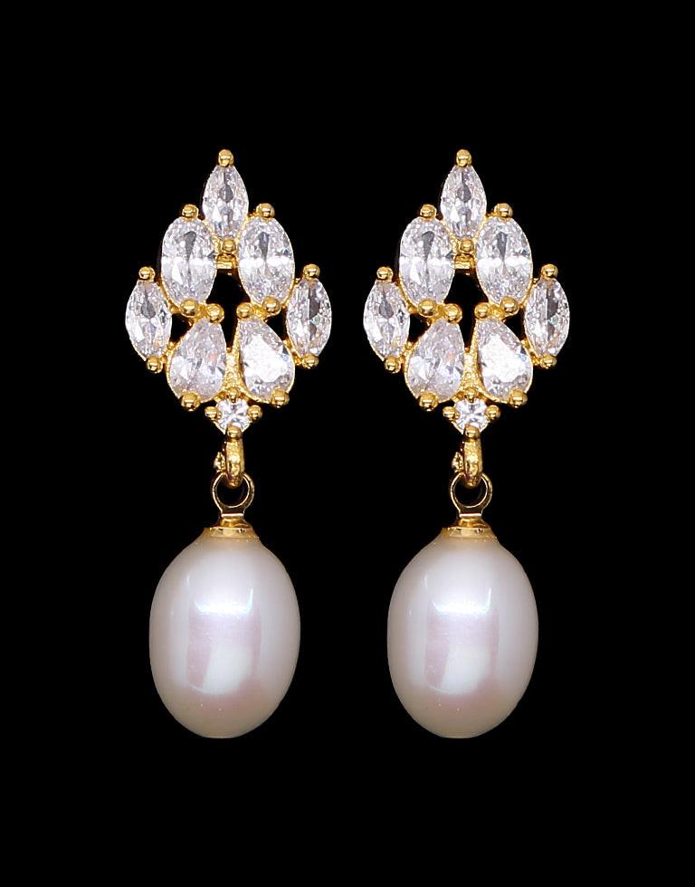 Freshwater Pearl With Cubic Zircon & Semi Precious Stone Fancy Stud Earrings