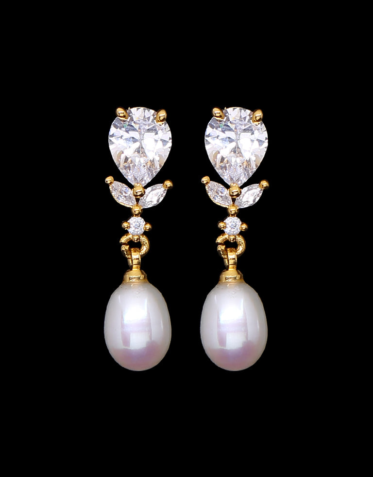 Freshwater Pearl with Cubic Zircon & Semi Precious Stone Fancy Stud Earrings