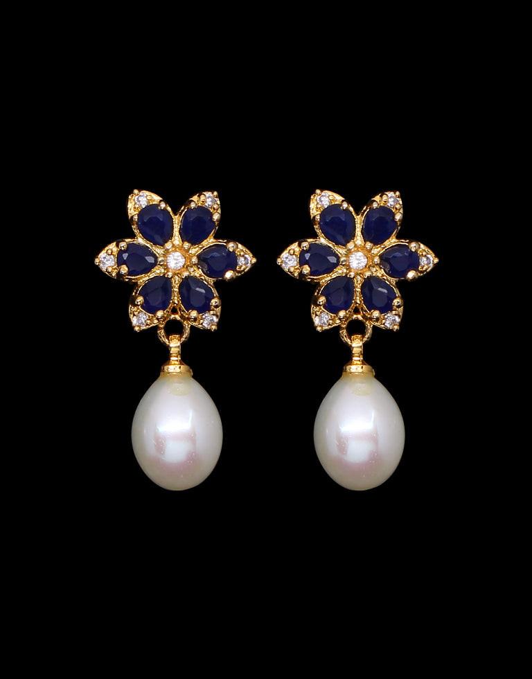 Freshwater Pearl with Cubic Zircon & Semi Precious Stone Fancy Stud Earrings