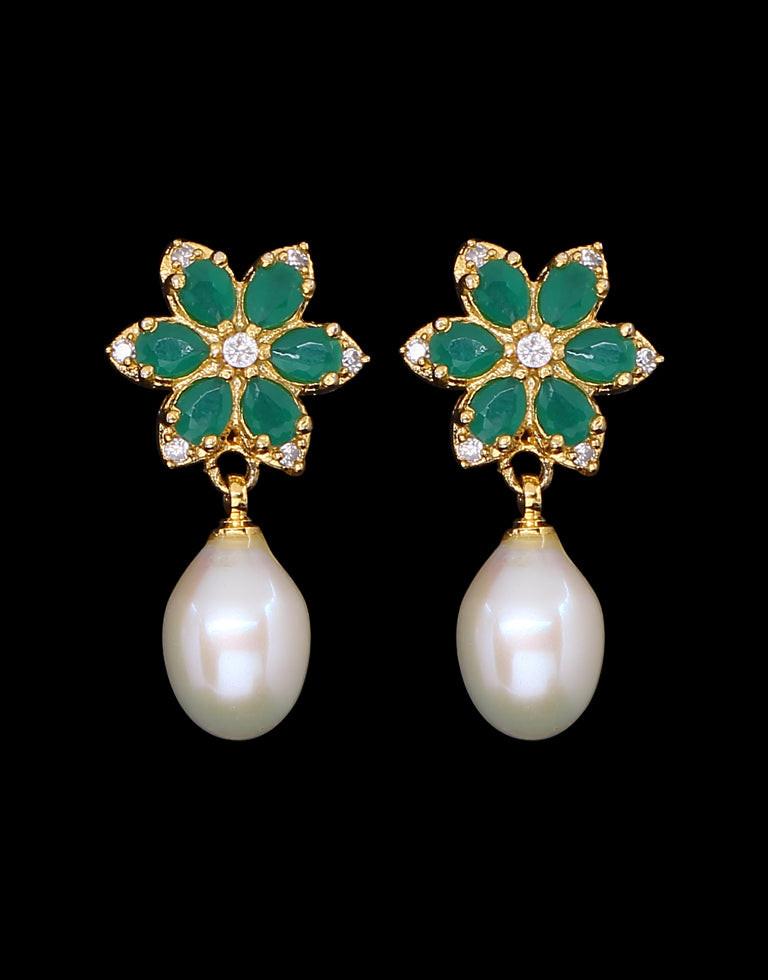 Freshwater Pearl with Cubic Zircon & Semi Precious Stone Fancy Stud Earrings