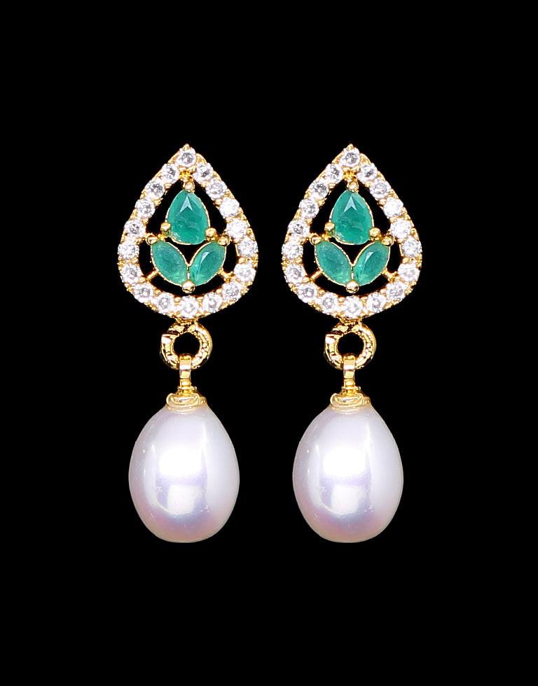 Freshwater Pearl with Cubic Zircon & Semi Precious Stone Fancy Stud Earrings