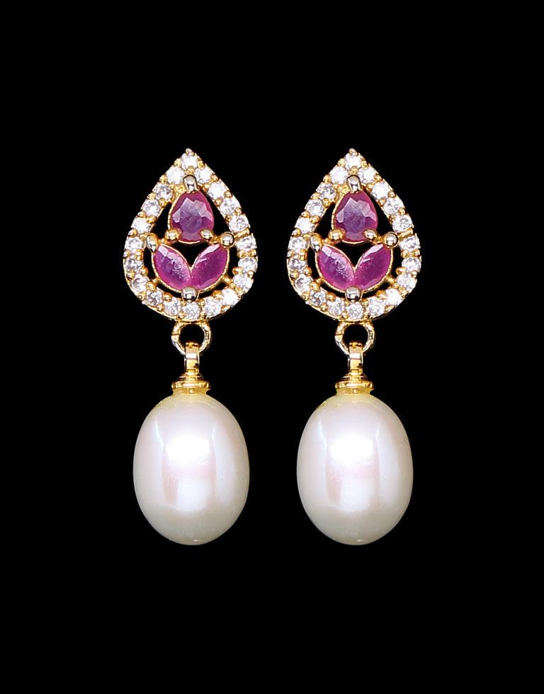 Freshwater Pearl with Cubic Zircon & Semi Precious Stone Fancy Stud Earrings