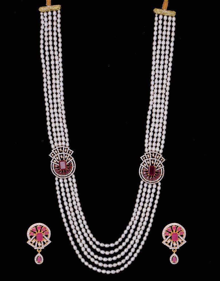 Freshwater Oval Shape Pearl Side Brooch Necklace Set