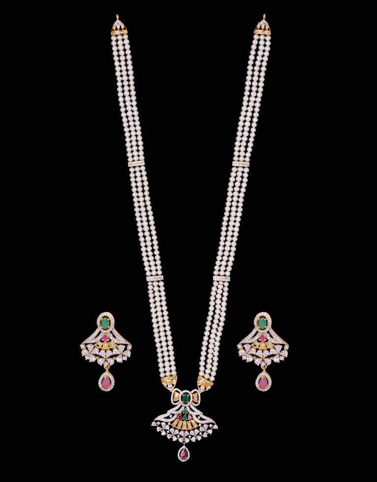 Exclusive Rani Haar With Freashwater Pearl & Cz Semi Precious Stone