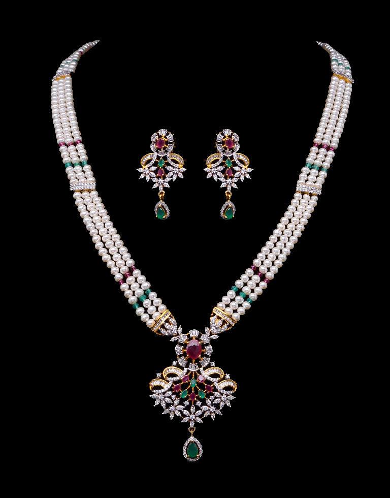 Exclusive Rani Haar With Freshwater Pearl & Cz Semi Precious Stone