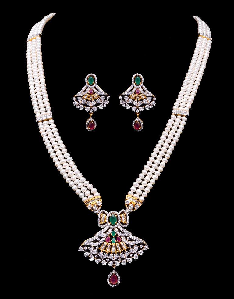 Exclusive Rani Haar With Freashwater Pearl & Cz Semi Precious Stone