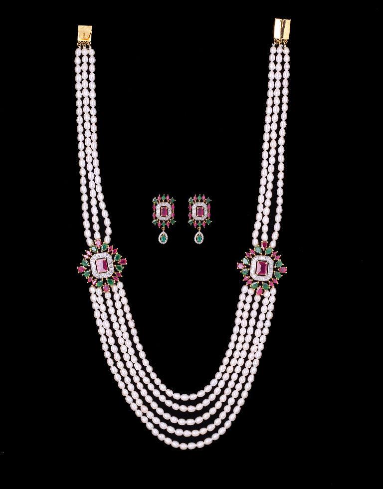 Freshwater Oval Shape Pearl Side Brooch Necklace Set
