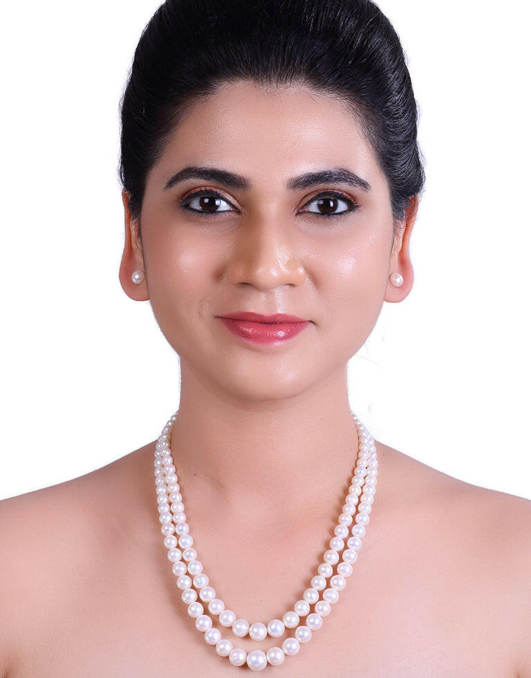 Round White - Lusturous Freshwater Pearl Graded Necklace