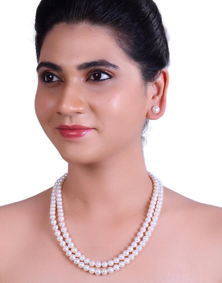 The Luminous Round White Freshwater Pearl Graded Necklace