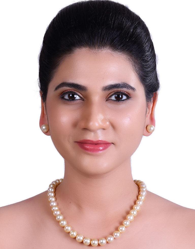Round Natural-Color Golden South Sea Saltwater Pearl Necklace, 10-12.5mm – AA+ Quality