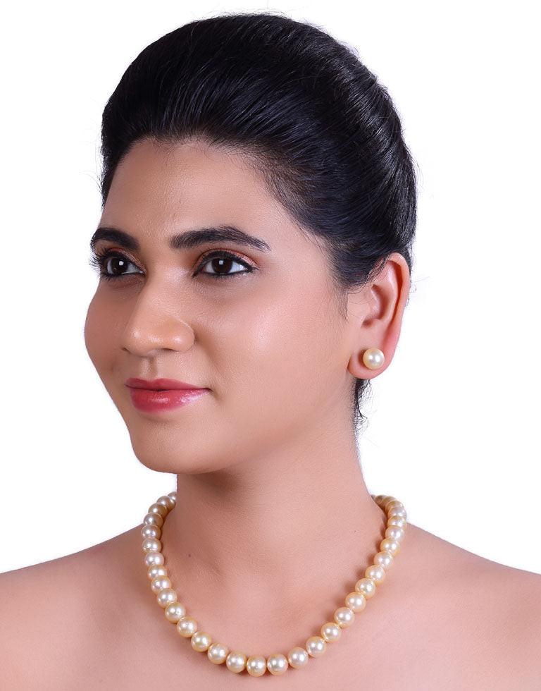Round Natural-Color Golden South Sea Saltwater Pearl Necklace, 10-12.5mm – AA+ Quality