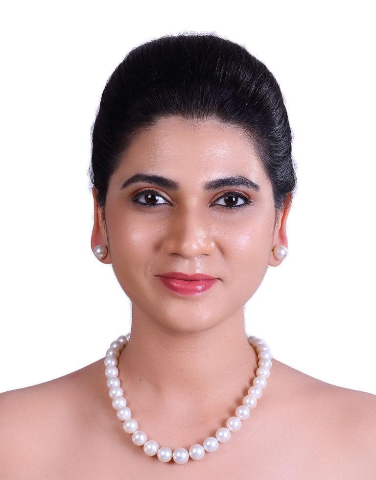 Round Natural-Color White South Sea Saltwater Pearl Necklace, 10.3-14.5mm – AA+ Quality