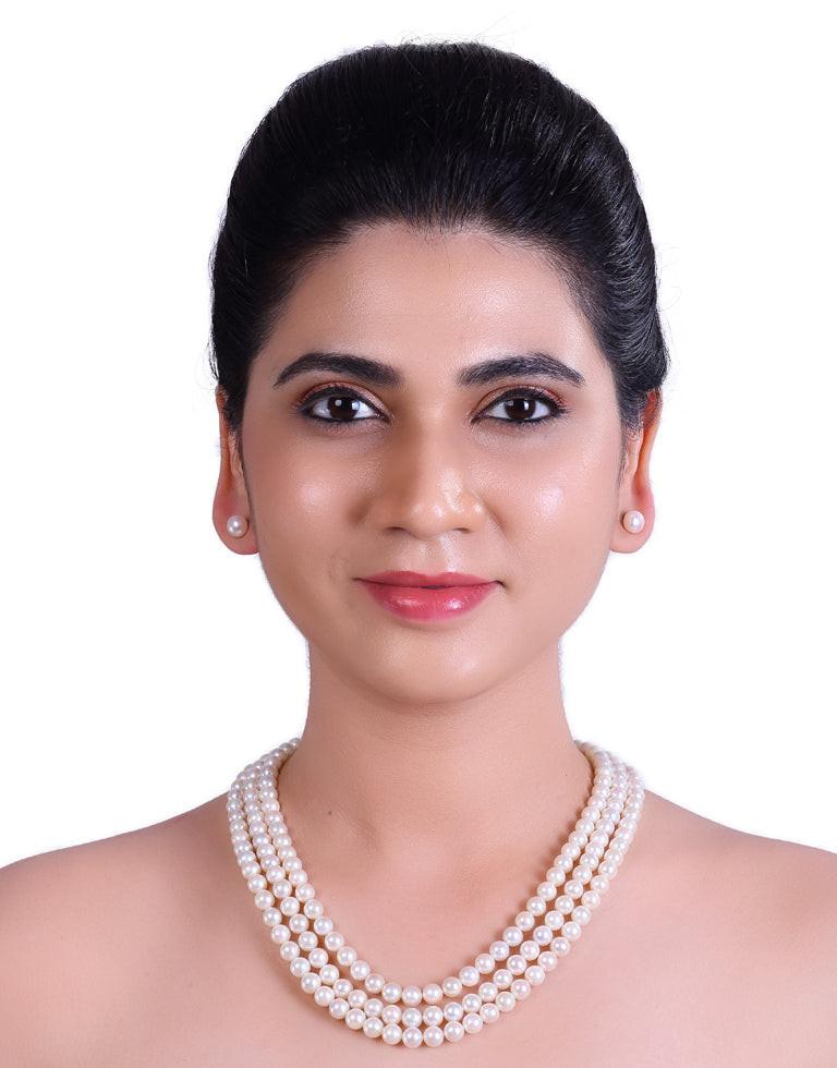 Round White Japanese Akoya Saltwater Pearl Necklace, 6.5-7.8mm – AA+ Quality