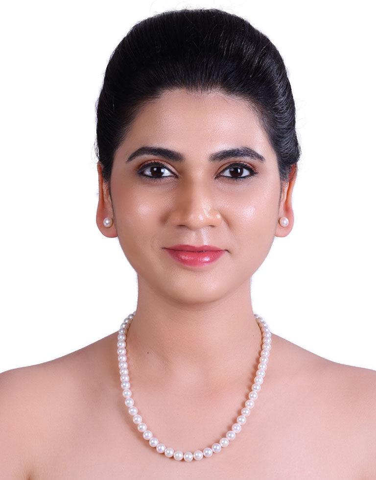 White Japanese Akoya Pearl Necklace, 8.0–8.5mm AAA Quality