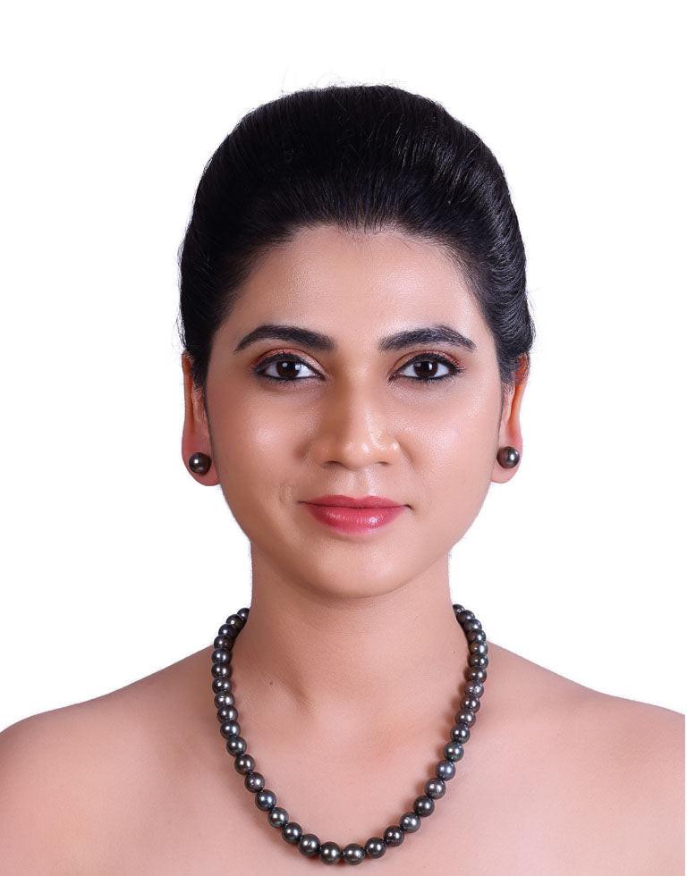 Natural Black Tahitian Saltwater Pearl Necklace 9.4–11.6mm, AA+
