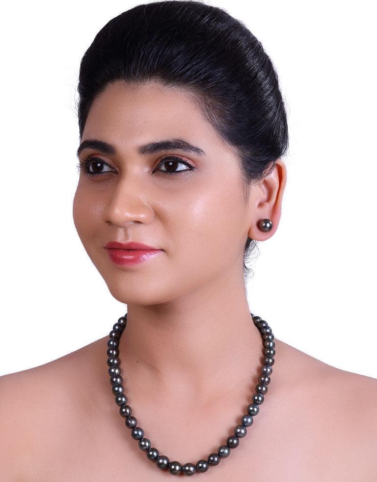 Natural Black Tahitian Saltwater Pearl Necklace 9.4–11.6mm, AA+