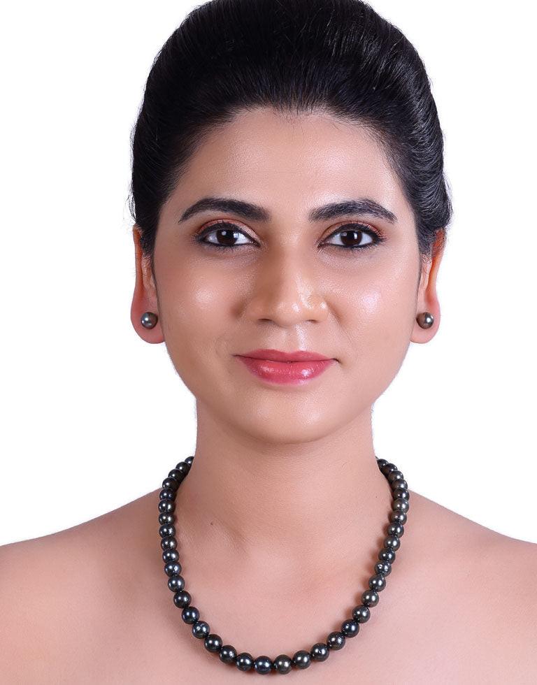 Natural Black Tahitian Saltwater Pearl Necklace 8.0–10.9mm, AA+