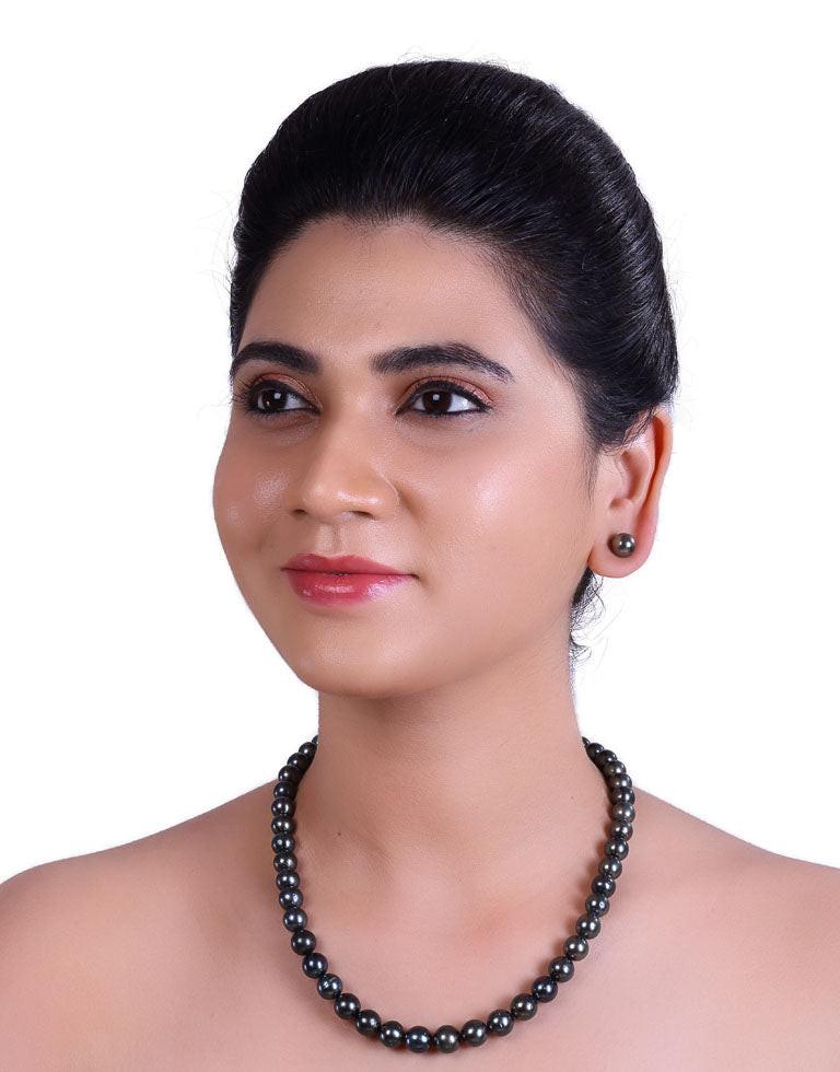 Natural Black Tahitian Saltwater Pearl Necklace 8.0–10.9mm, AA+