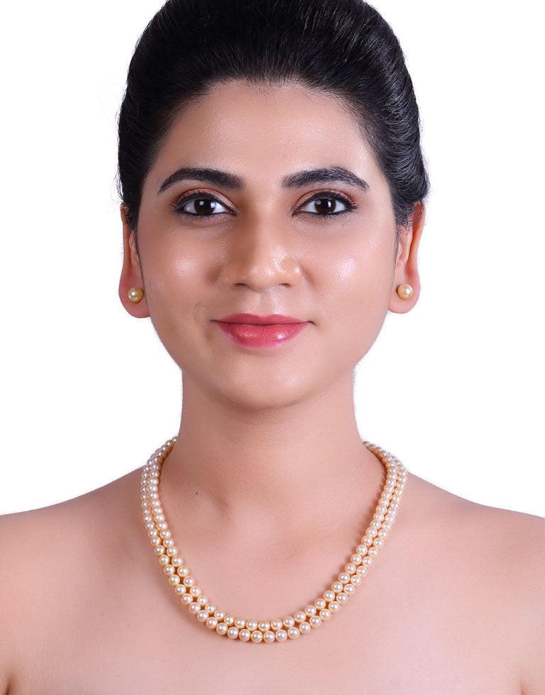 Round Golden Japanese Akoya Saltwater Pearl Necklace 6–7mm, AA+