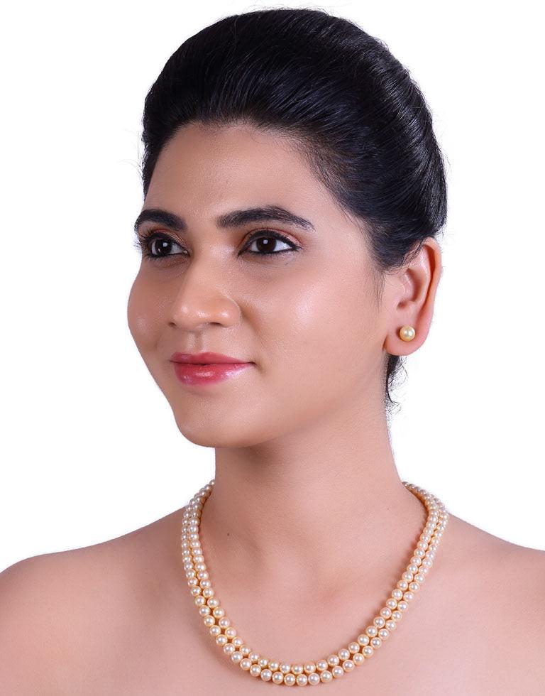 Round Golden Japanese Akoya Saltwater Pearl Necklace 6–7mm, AA+