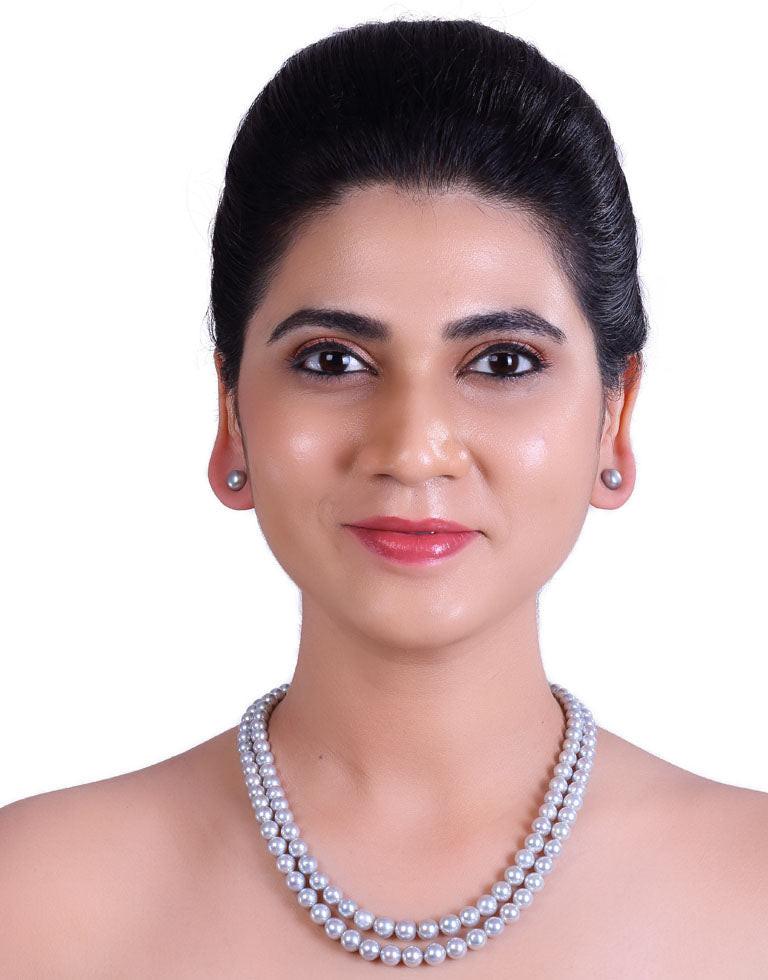 Round Steel Grey Japanese Akoya Saltwater Pearl Necklace, 6.0-8.5mm – AA+ Quality