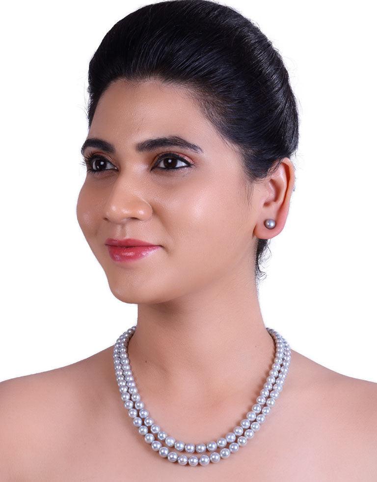 Round Steel Grey Japanese Akoya Saltwater Pearl Necklace, 6.0-8.5mm – AA+ Quality