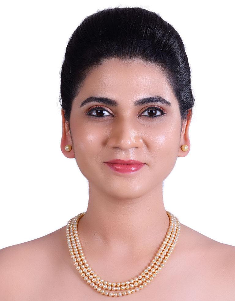 Golden Japanese Akoya Saltwater Pearl Necklace, 5–6mm AA+ Quality