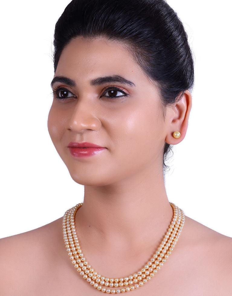 Golden Japanese Akoya Saltwater Pearl Necklace, 5–6mm AA+ Quality