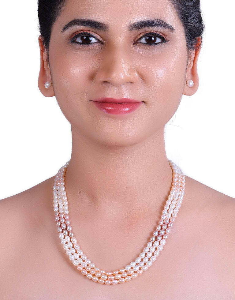 The Precious Multi-Color Freshwater Oval Shape Pearl Necklace