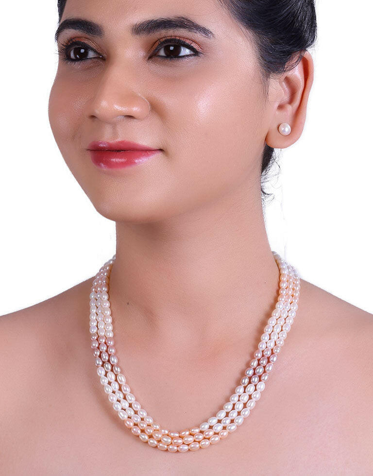 The Precious Multi-Color Freshwater Oval Shape Pearl Necklace