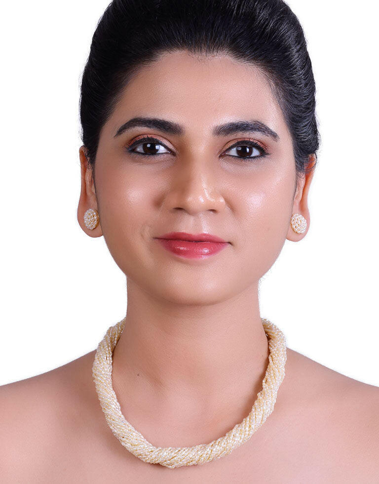 Half White Handcrafted Keshi Pearl Necklace
