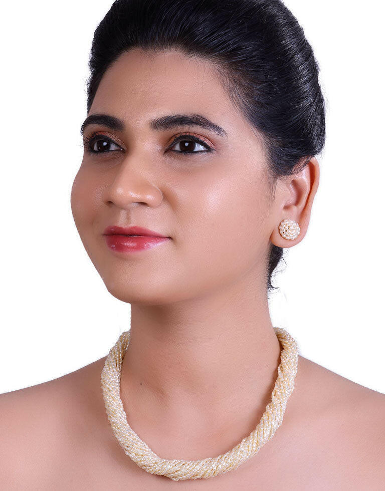 Half White Handcrafted Keshi Pearl Necklace